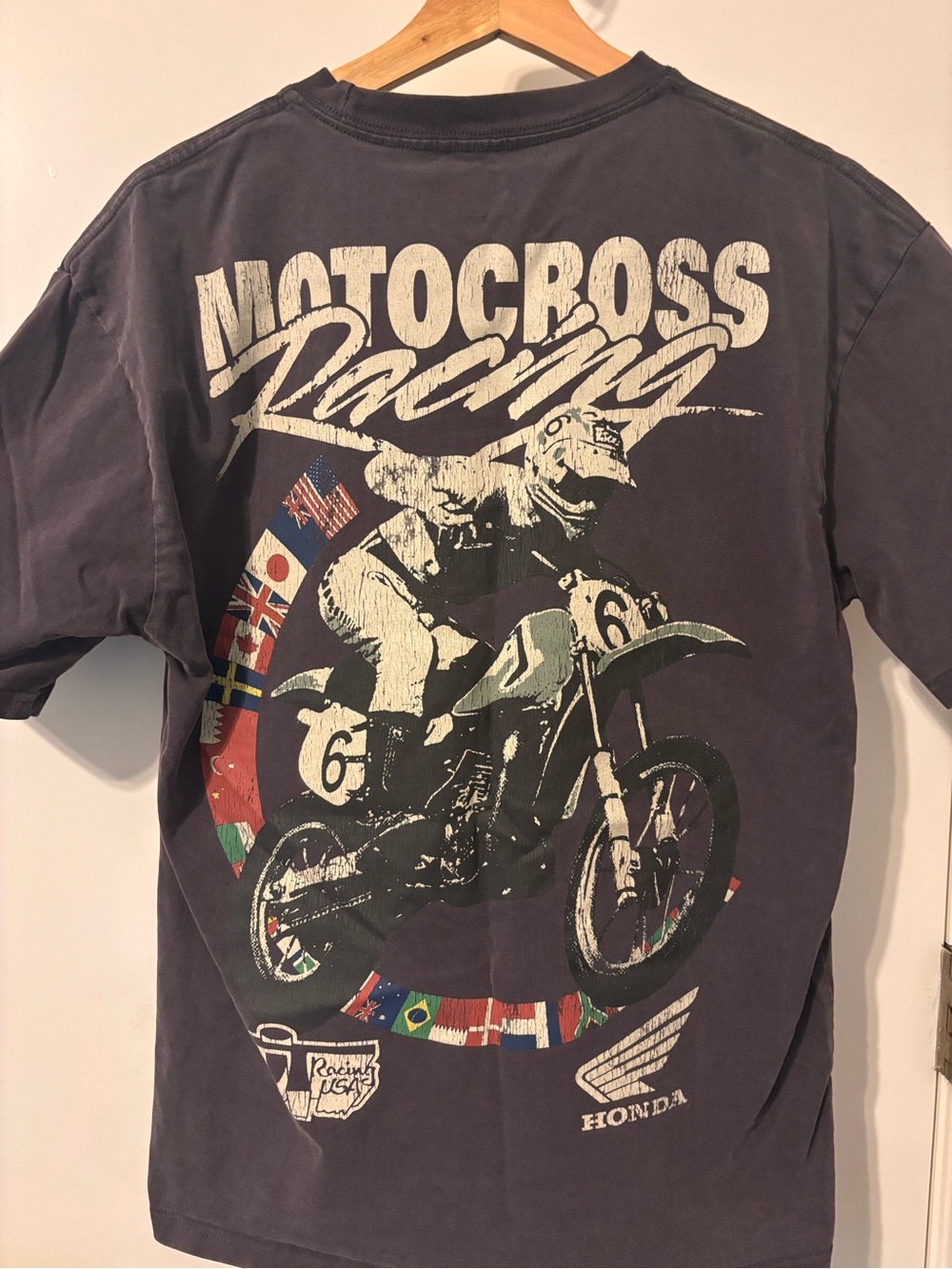 Aeropostale Charcoal Motocross Racing Graphic Tee